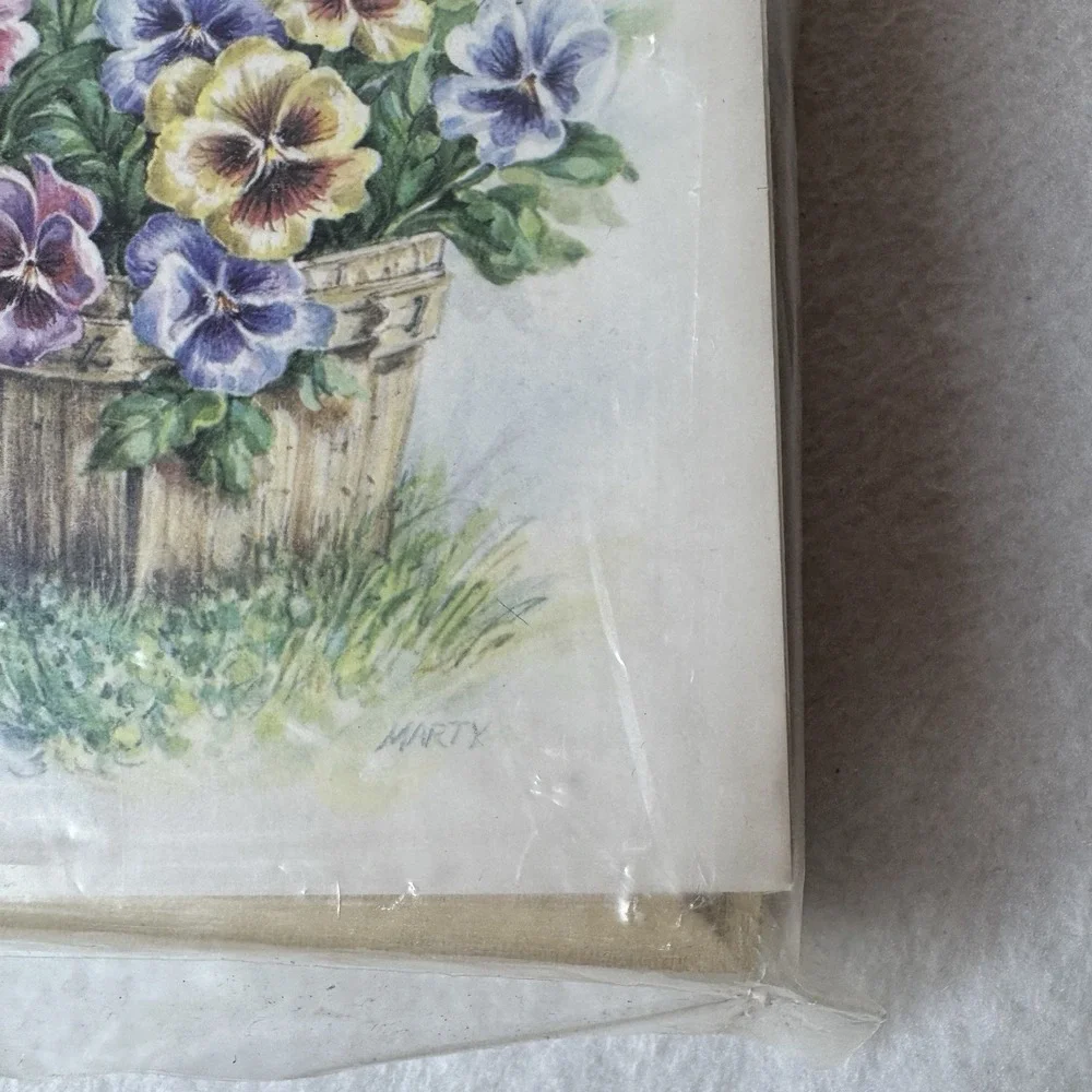 Carolyn's Crafts 3D Picture Kit #121 Wood Decopauge 2 prints Plaque Hanger Pansy